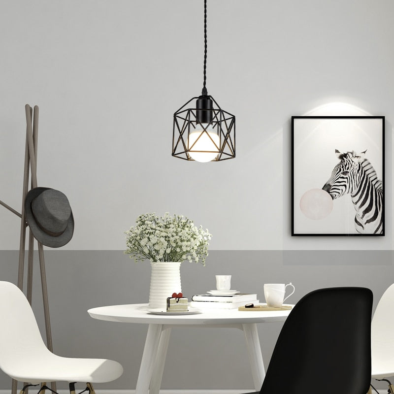 modern metal cage pendant lamp