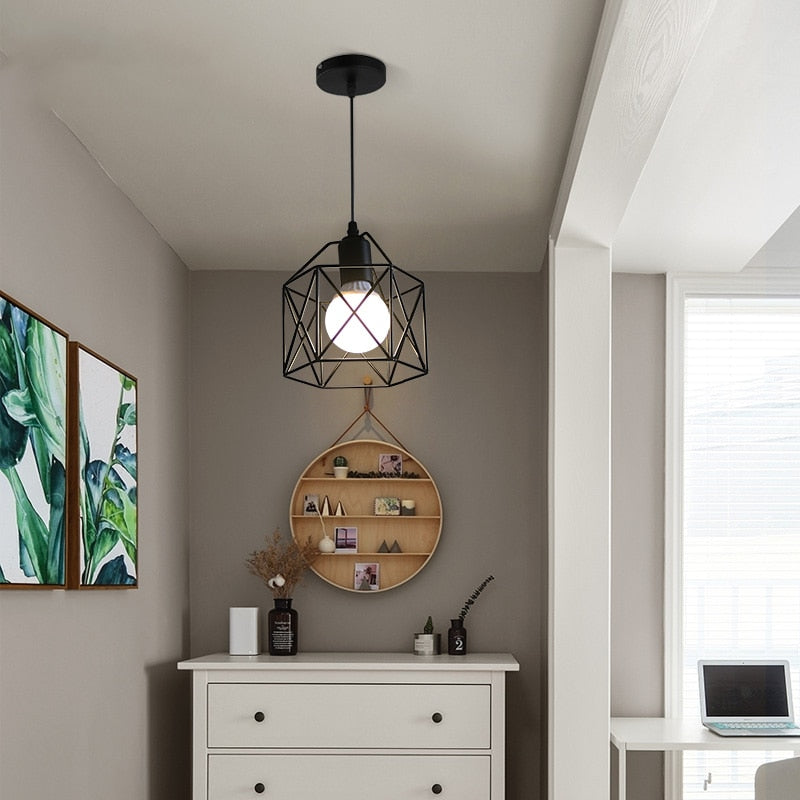 modern metal cage pendant lamp