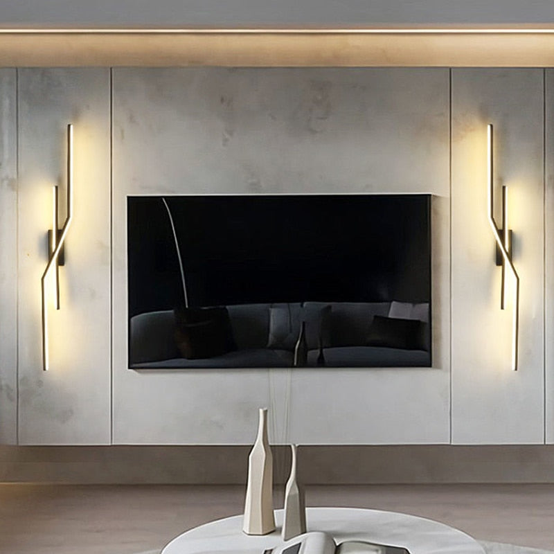 parallel cross led strip wall sconce